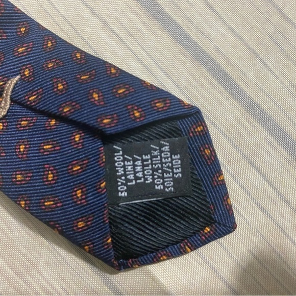 Oxford Clothes Tie Mens 61” Long 3 1/2” Wide Navy Blue Wool Silk Repp Necktie - Picture 7 of 7